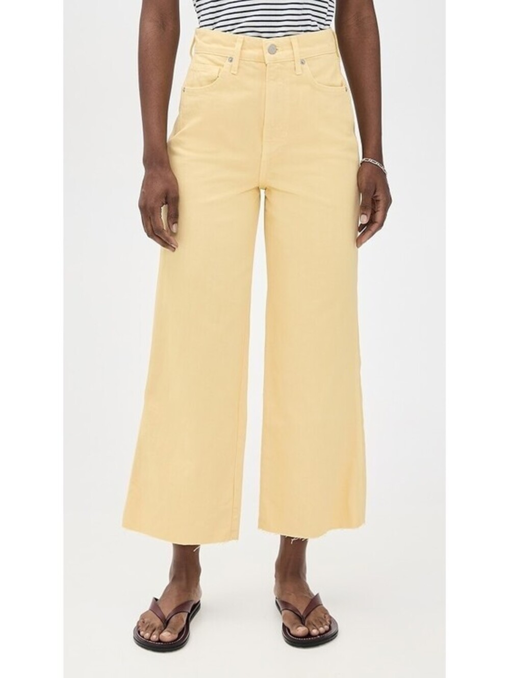 298$ Veronica Beard Taylor Cropped Wide Jeans High Rise Size 26 Chamomile Yellow